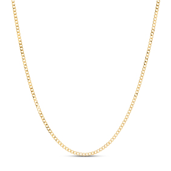 Curb Chain Necklace 2.7mm Solid 14K Yellow Gold 16"