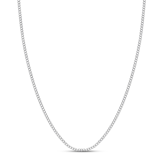 Curb Chain Necklace 2.7mm Solid 14K White Gold 16"