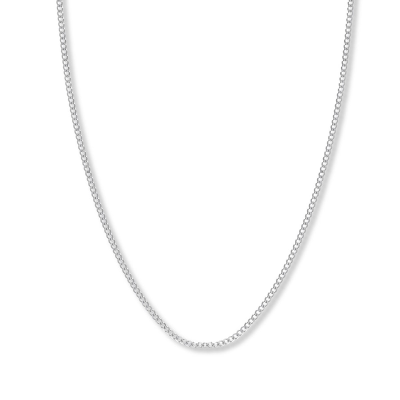 24 Solid Curb Chain Necklace 14K White Gold Appx. 2.7mm