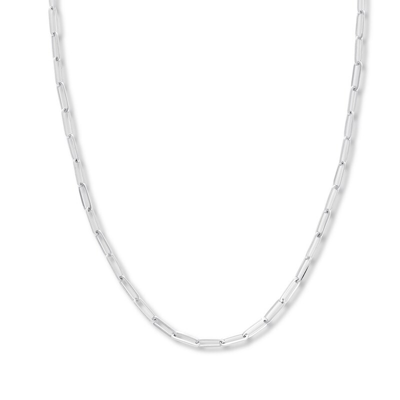 16 Solid Link Chain Necklace 14K White Gold Appx. 3.85mm with 360