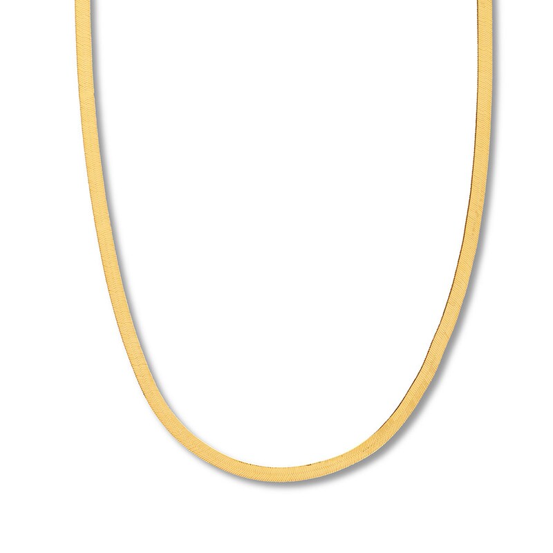 Main Image 1 of 18 Herringbone Chain Necklace Solid 14K Yellow Gold Appx. 5.25mm