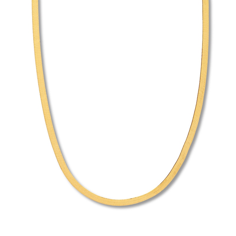 Main Image 1 of 16 Herringbone Chain Necklace Solid 14K Yellow Gold Appx. 5.25mm