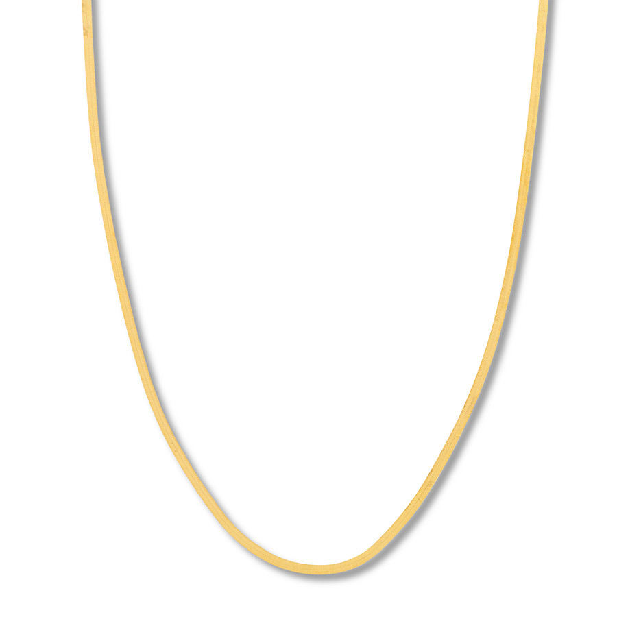 Main Image 1 of 16 Herringbone Chain Necklace Solid 14K Yellow Gold Appx. 2.7mm