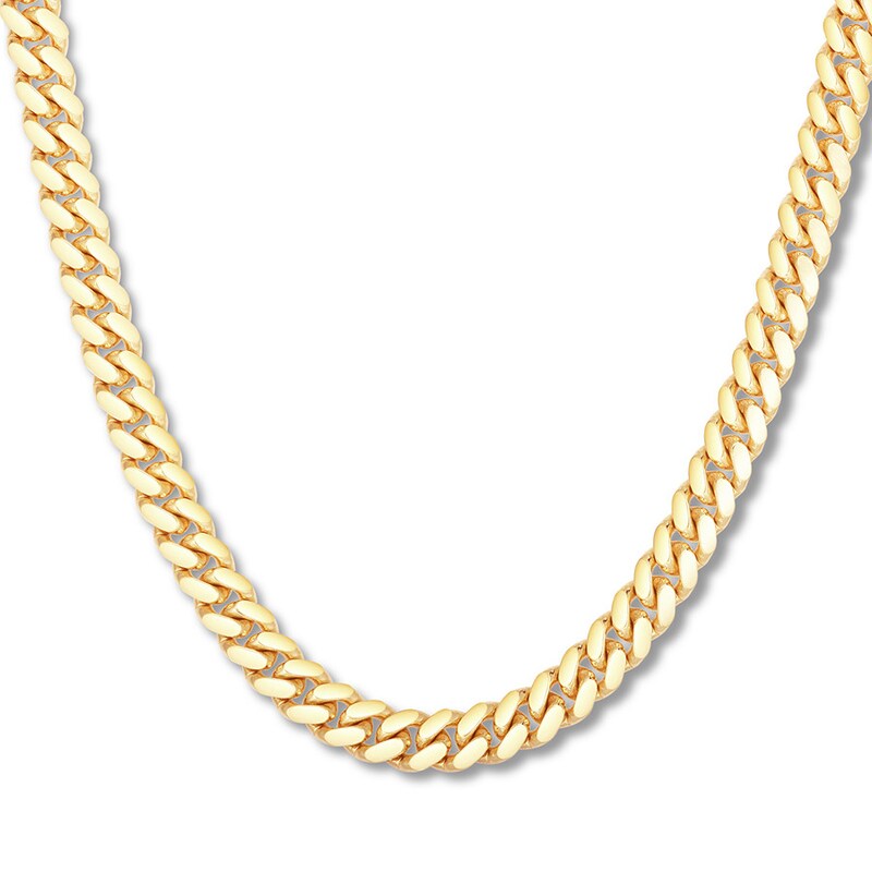 Men S Miami Cuban Chain Necklace 14k Yellow Gold 24 Kay - Can You Put A Pendant On Cuban Chain
