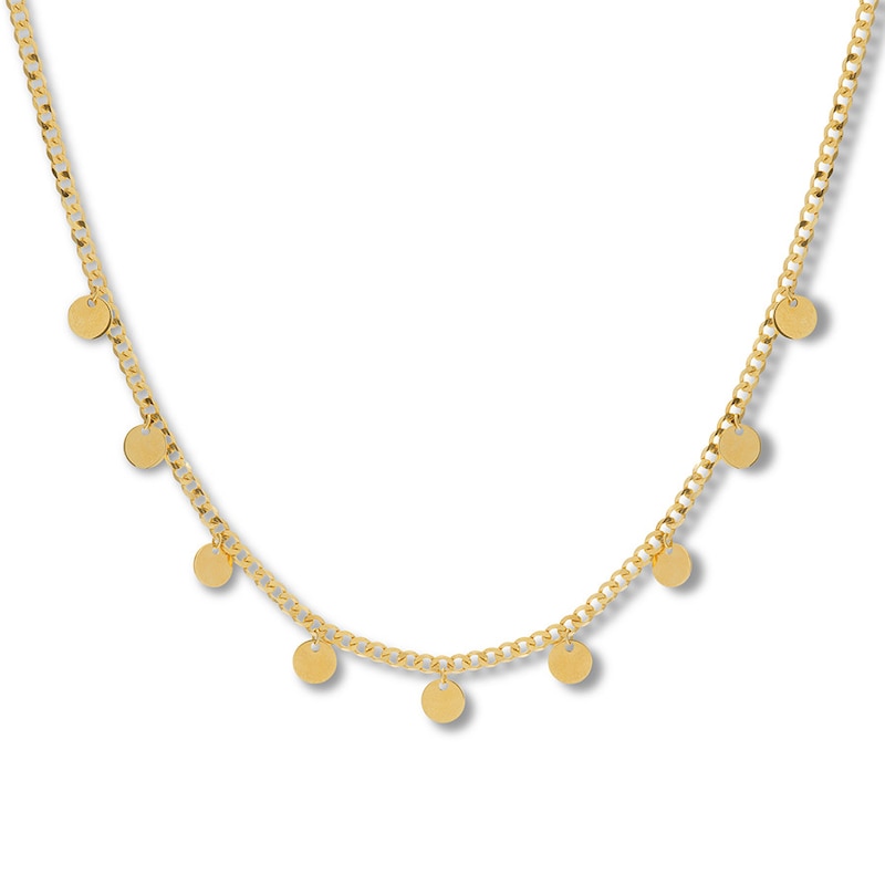 14K Gold Discs Choker Necklace 14K Yellow Gold