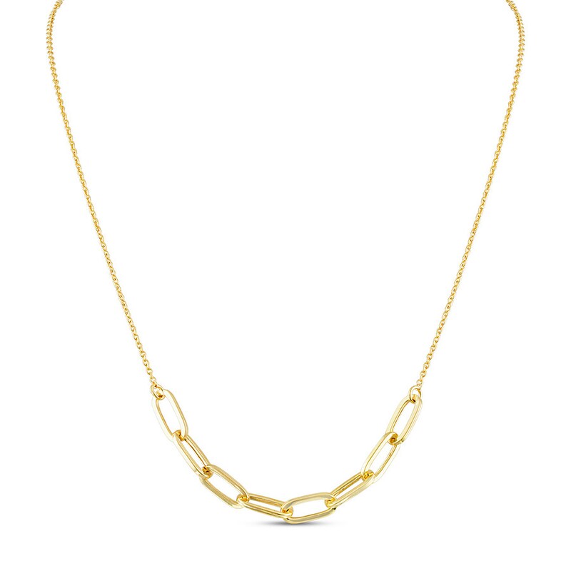 True Definition Charm Holder Link Necklace 10K Yellow Gold 16"-18" Adjustable