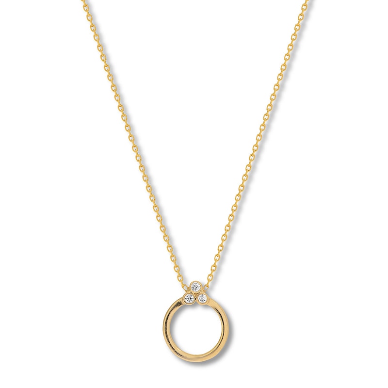 Main Image 1 of Circle Necklace with Diamonds 14K Yellow Gold 16&quot; to 18&quot; Adj.