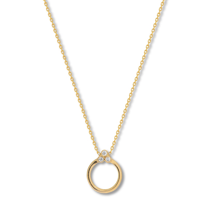 Circle Necklace with Diamonds 14K Yellow Gold 16" to 18" Adj.