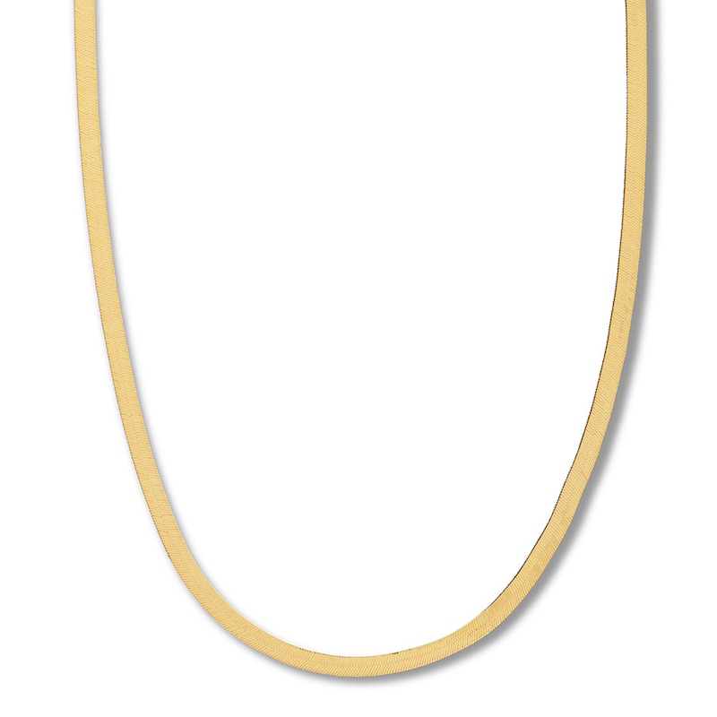 Main Image 1 of 20&quot; Herringbone Chain Necklace Solid 14K Yellow Gold Appx. 5.25mm