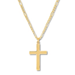 Men's Cross Necklace 10K Yellow Gold 22&quot;