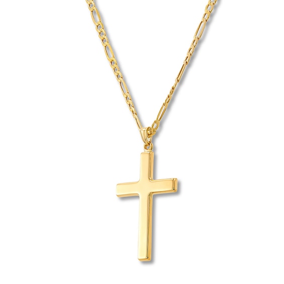 Men's Cross Necklace 10K Yellow Gold 22