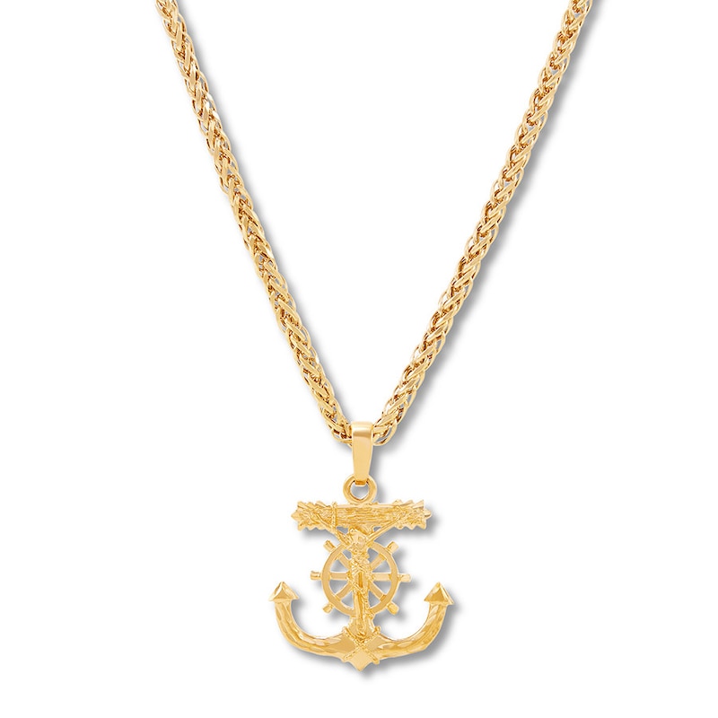 Main Image 1 of Crucifix Anchor Necklace 10K Yellow Gold 22&quot;