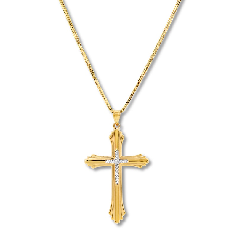 Main Image 1 of Cross Necklace 10K Yellow Gold 22&quot;