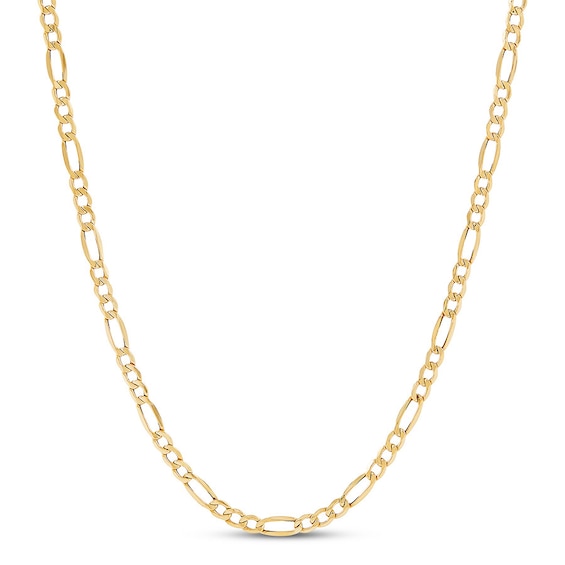 Figaro Chain Necklace Hollow 10K Yellow Gold 22"