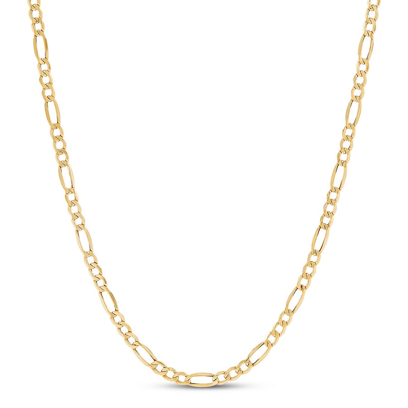 Main Image 1 of Figaro Chain Necklace Hollow 10K Yellow Gold 22&quot;