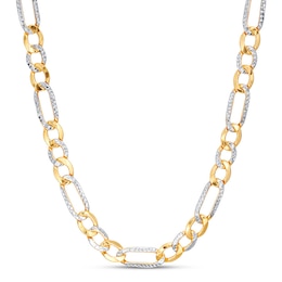 Figaro Chain Necklace Semi-Solid 10K Two-Tone Gold 22.25"