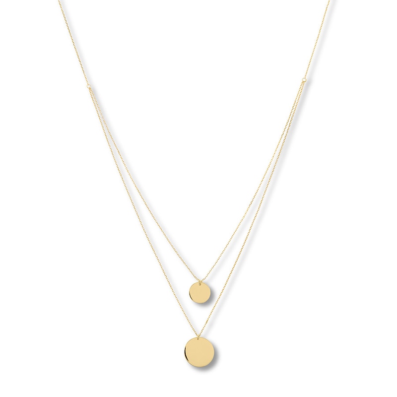 Main Image 1 of Disc Layered Necklace 14K Yellow Gold 16&quot; to 18&quot; Adjustable