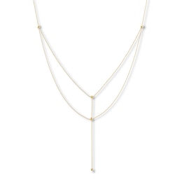 Beaded Chain Choker Layered Necklace 14K Yellow Gold 12&quot; Adj.