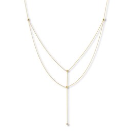 Beaded Chain Choker Layered Necklace 14K Yellow Gold 12" Adj.