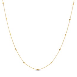 18&quot; Beaded Cable Chain Necklace 14K Yellow Gold Appx. 2mm