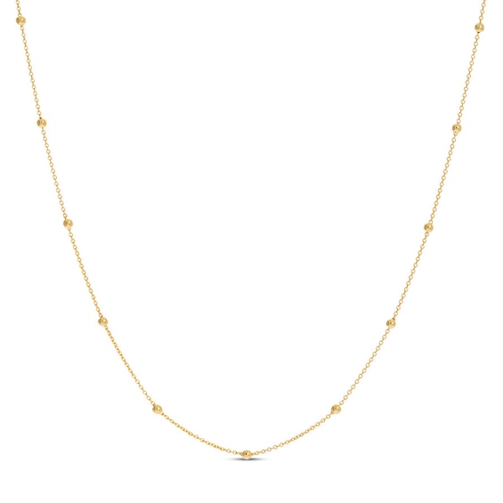 18" Beaded Cable Chain Necklace 14K Yellow Gold Appx. 2mm