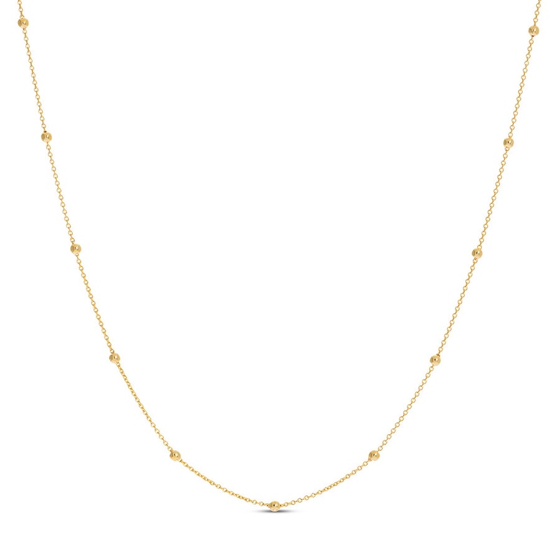 Main Image 1 of 18&quot; Beaded Cable Chain Necklace 14K Yellow Gold Appx. 2mm