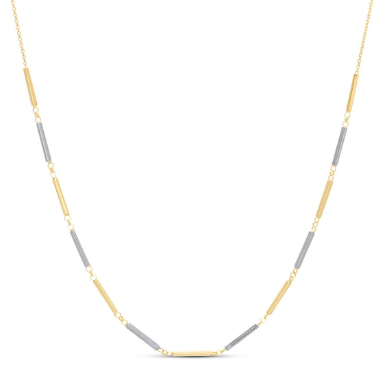 Bar Choker Necklace 14K Two-Tone Gold