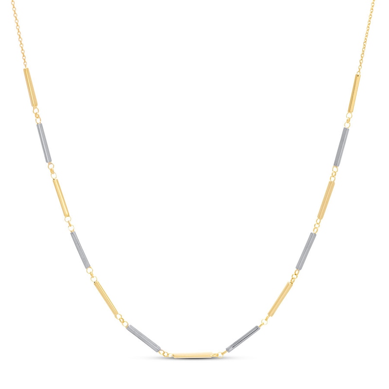 Bar Choker Necklace 14K Two-Tone Gold with 360