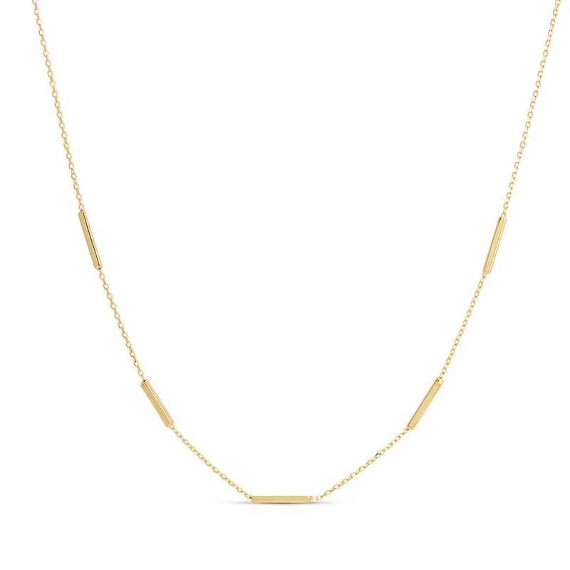 Bar Station Choker Necklace 14K Yellow Gold with 360