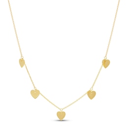 Heart Charm Choker Necklace 14K Yellow Gold