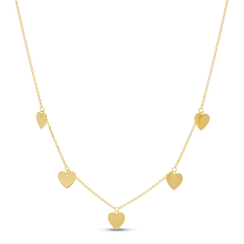 Main Image 1 of Heart Charm Choker Necklace 14K Yellow Gold