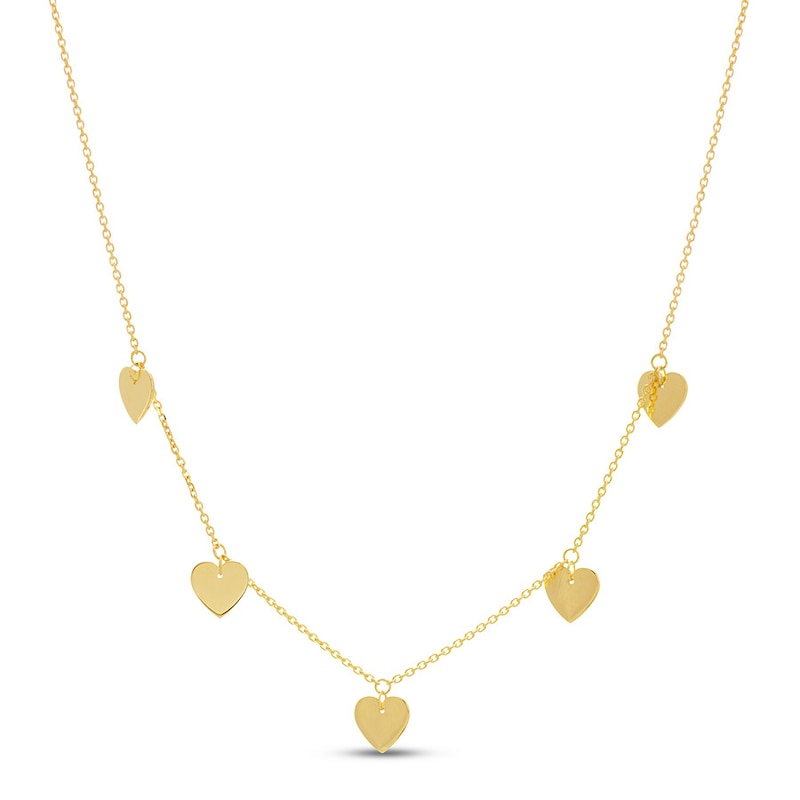 Heart Charm Choker Necklace 14K Yellow Gold