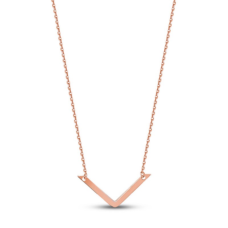 Chevron Necklace 14K Rose Gold 16" to 18" Adjustable