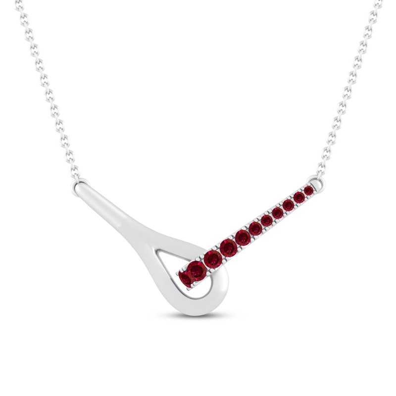 Love + Be Loved Lab-Created Ruby Necklace Sterling Silver 18"