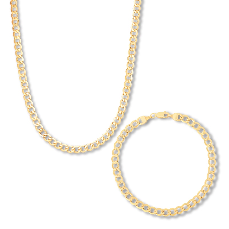 Main Image 1 of Men's Curb Chain Necklace 10K Yellow Gold 20&quot;