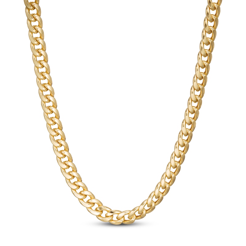 Main Image 1 of Cuban Chain Necklace Hollow 10K Yellow Gold 24&quot;