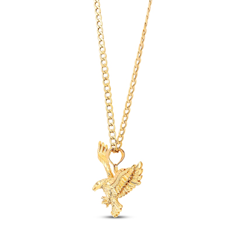 Main Image 2 of Solid Curb Chain Eagle Necklace 10K Yellow Gold 22&quot;