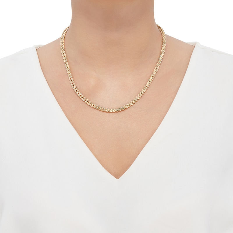 Double Hollow Rope Chain Necklace 10K Yellow Gold 18"
