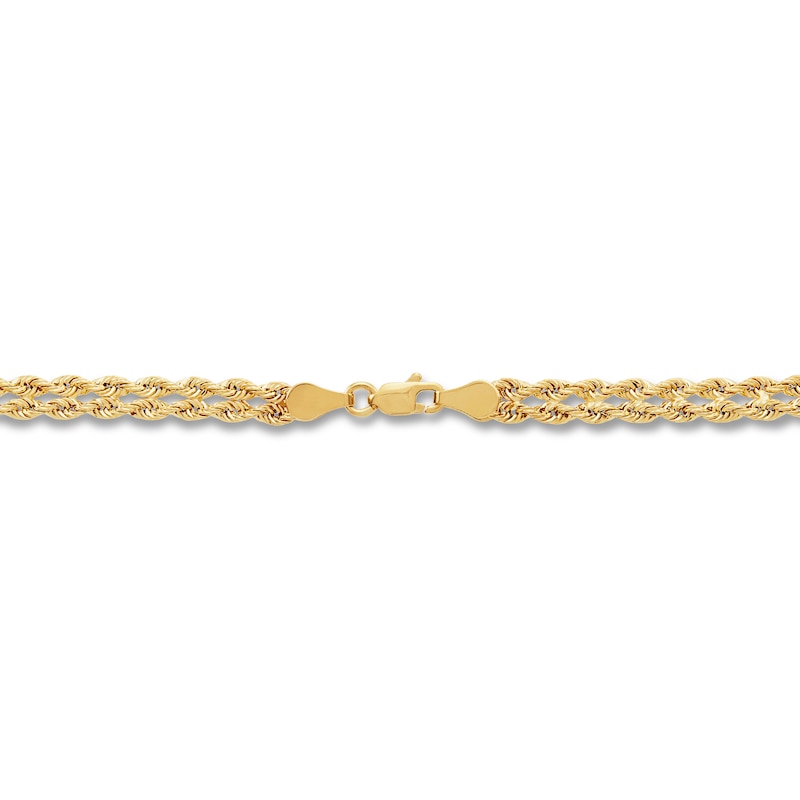 Double Hollow Rope Chain Necklace 10K Yellow Gold 18"