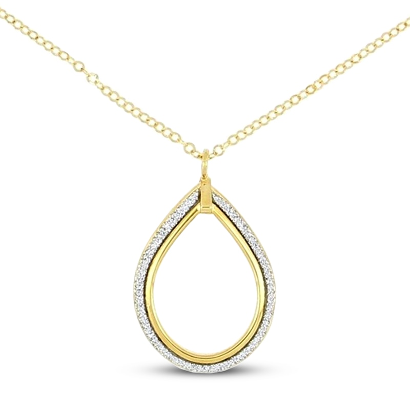 Main Image 1 of Italian Teardrop Glitter Necklace 14K Yellow Gold 18&quot;