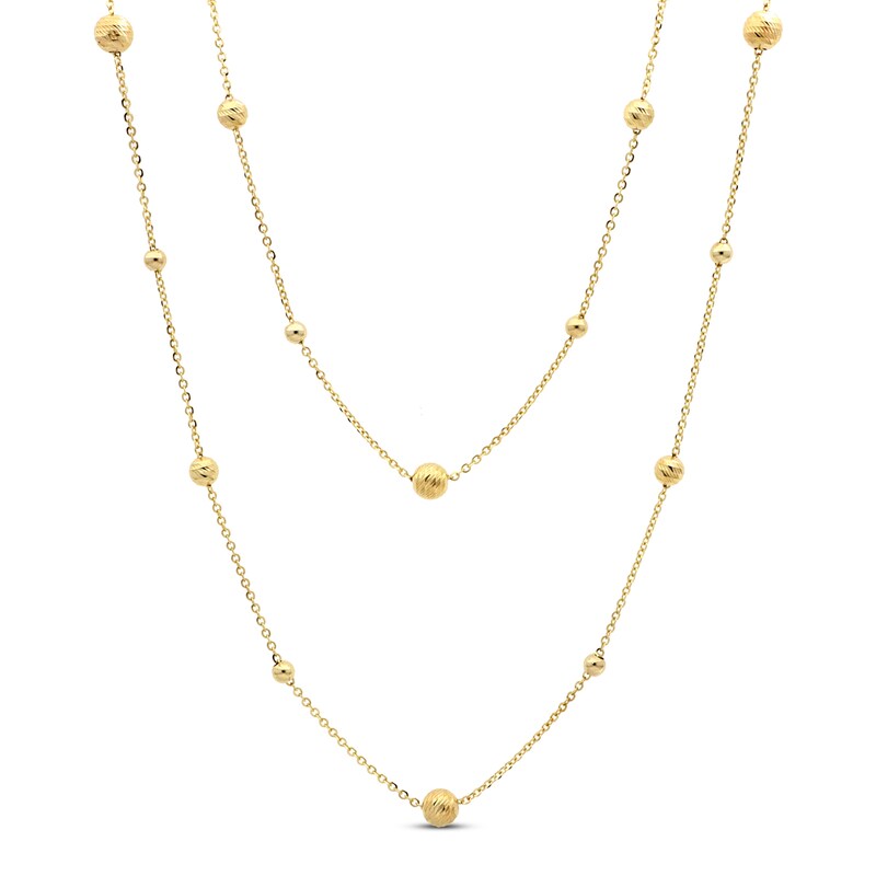 Italian Beaded Necklace 14K Yellow Gold 30"