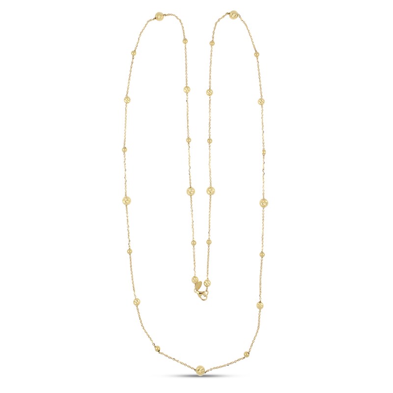 Italian Beaded Necklace 14K Yellow Gold 30"