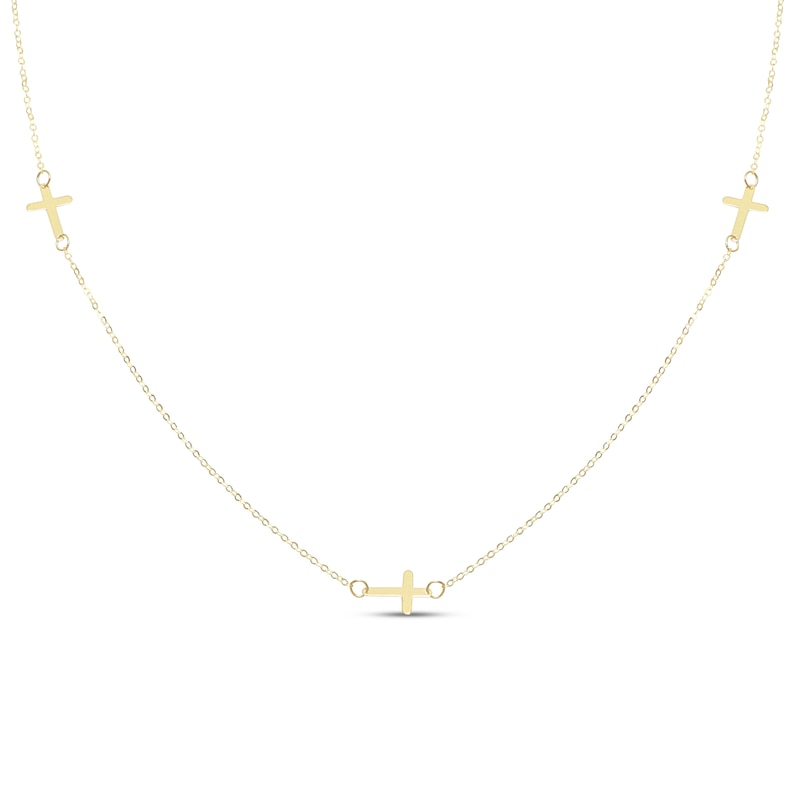 3 Crosses Necklace 10K Yellow Gold 18"