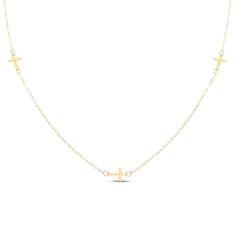 Main Image 1 of 3 Crosses Necklace 10K Yellow Gold 18&quot;