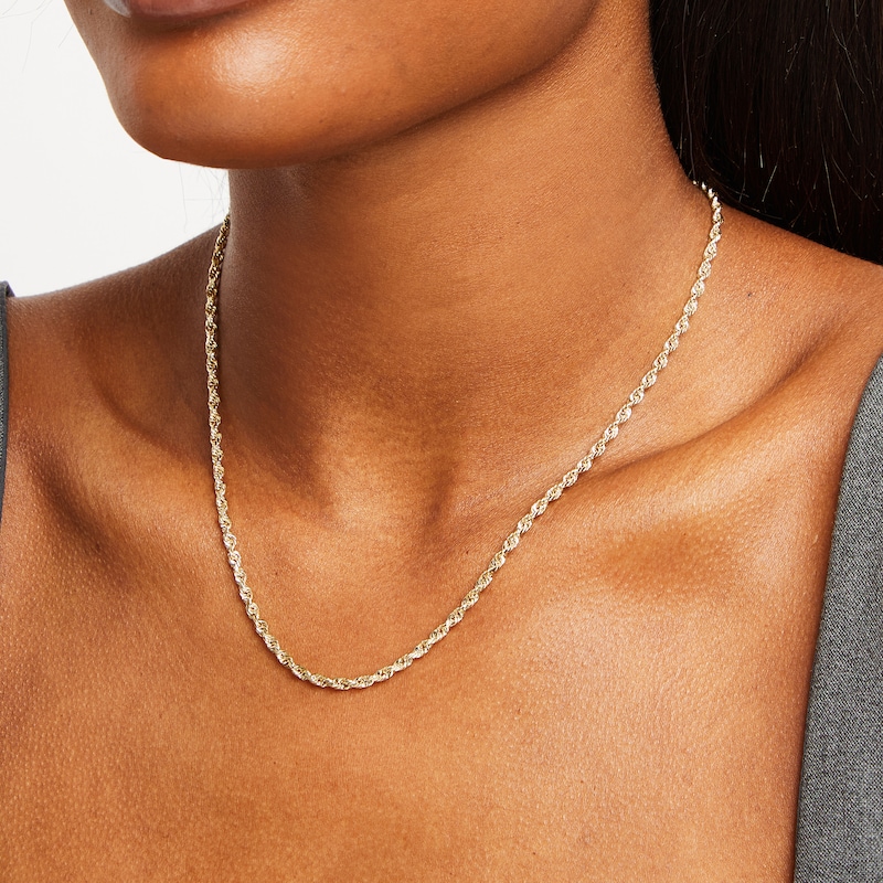 Main Image 2 of Rope Chain 2.9-3.0mm Hollow 14K Yellow Gold 18&quot;