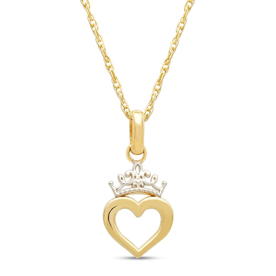 Children's Disney Princess Crown Necklace 14K Yellow Gold 13"