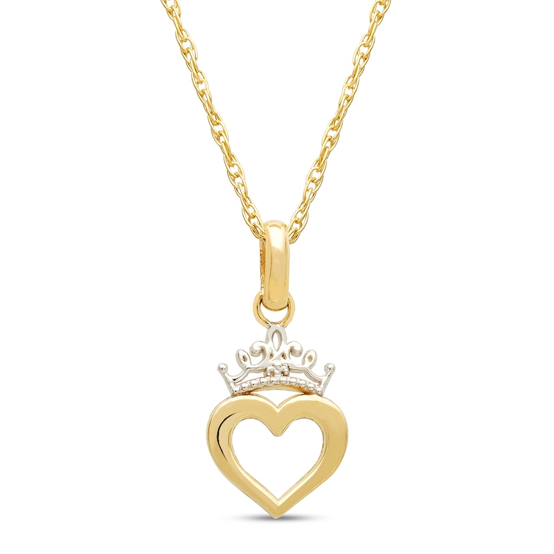 Main Image 1 of Children's Disney Princess Crown Necklace 14K Yellow Gold 13&quot;