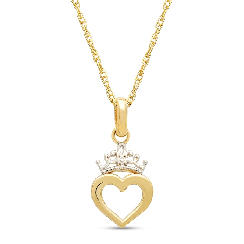 Children's Disney Princess Crown Necklace 14K Yellow Gold 13"