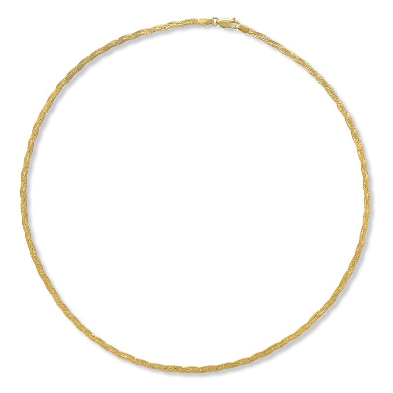 Main Image 1 of Ladies' Braided Herringbone Necklace/Bracelet Set Solid 10K Yellow Gold