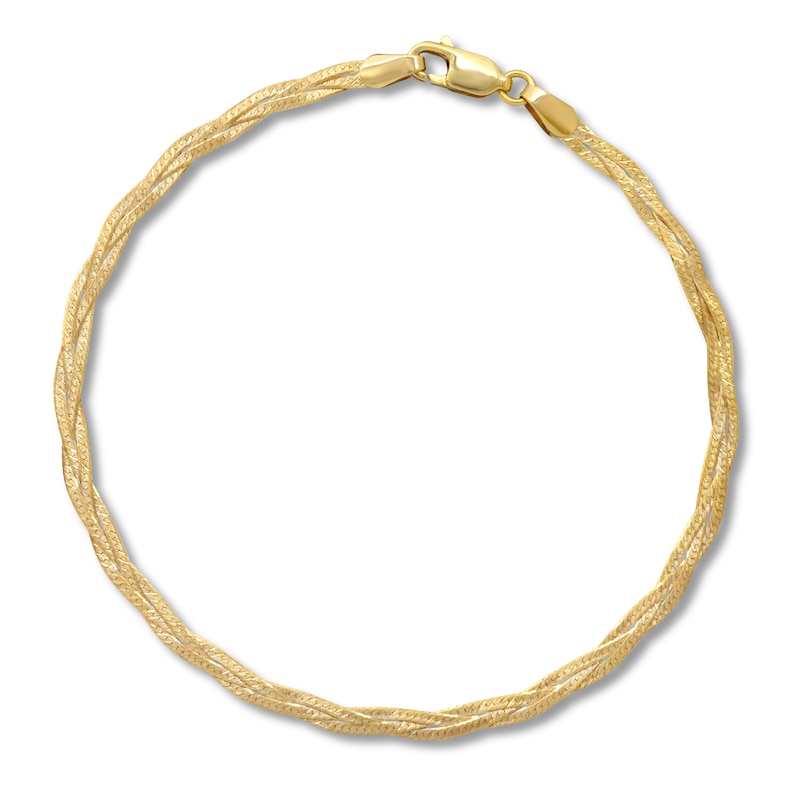 Main Image 2 of Ladies' Braided Herringbone Necklace/Bracelet Set Solid 10K Yellow Gold